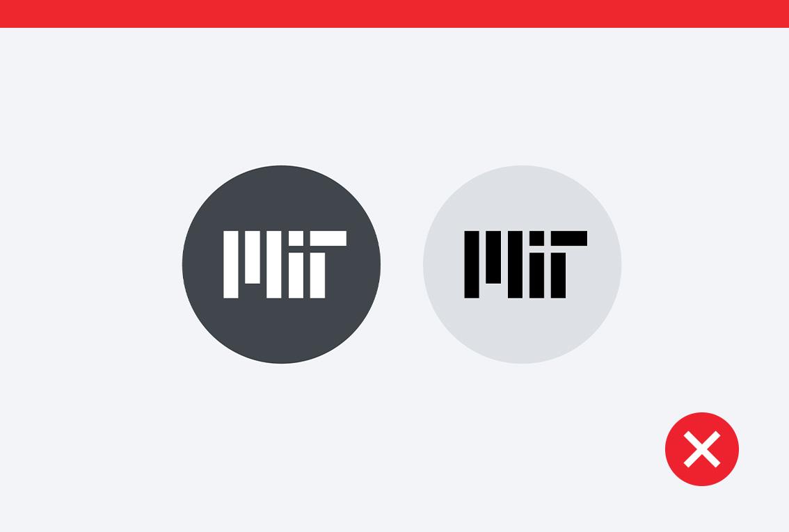 Don't example showing dark gray and light gray social media icons. The dark gray has a white MIT logo and the light gray has a black MIT logo.