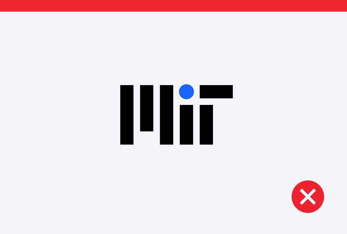 Don't example that shows the MIT logo with a bright blue dot over the I.