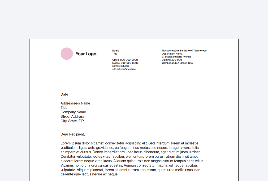 Endorsed brand letterhead for individual use.