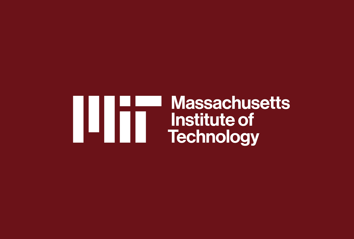The three-line logo lock-up. The white MIT logo is next to Massachusetts Institute of Technology on an MIT red background.
