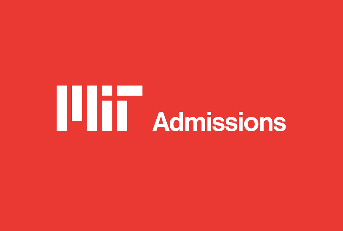 White Admissions sub-brand logo on a bright red background.