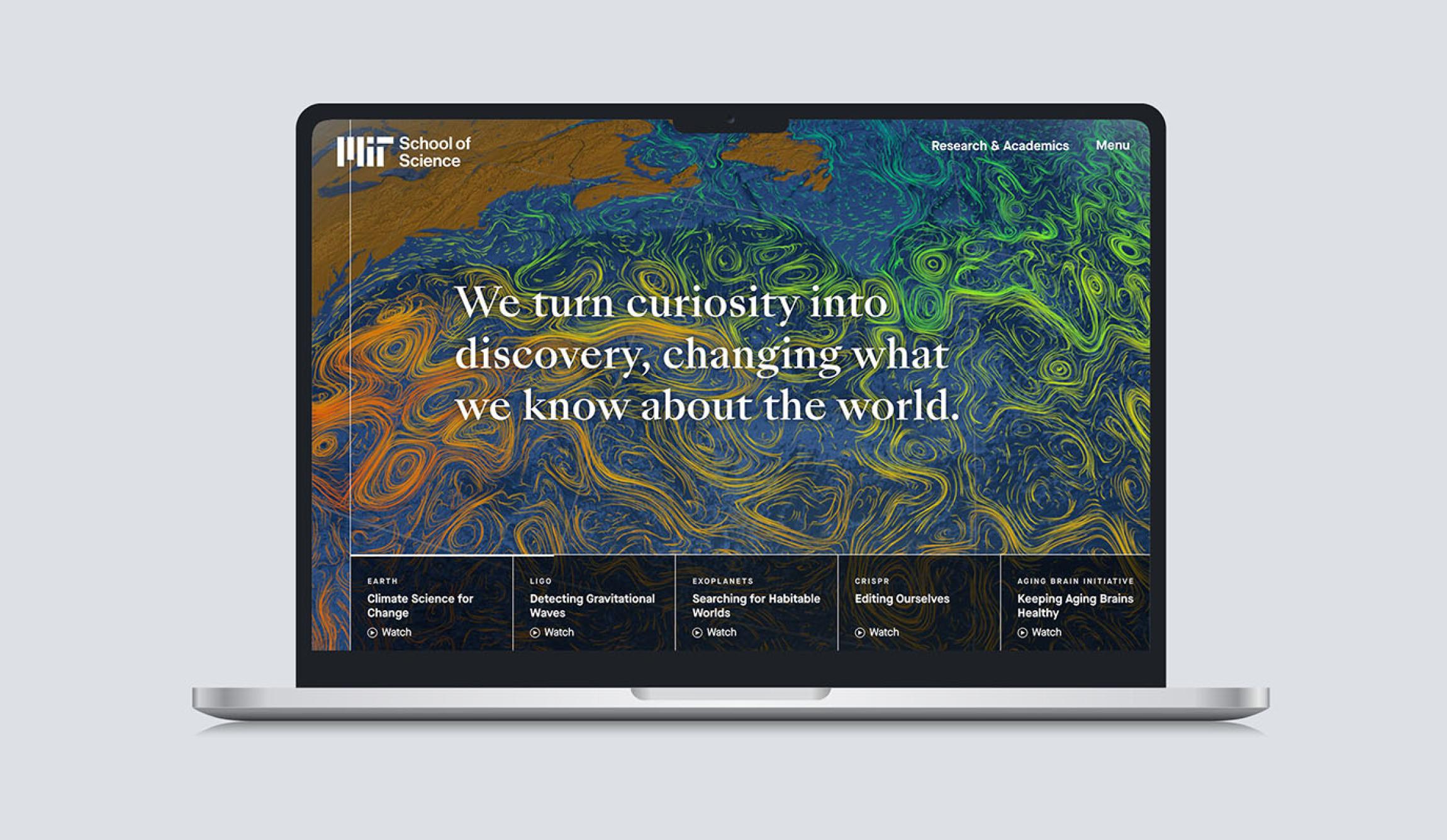Screenshot of the MIT School of Science website, which shows their sub-brand logo in white.