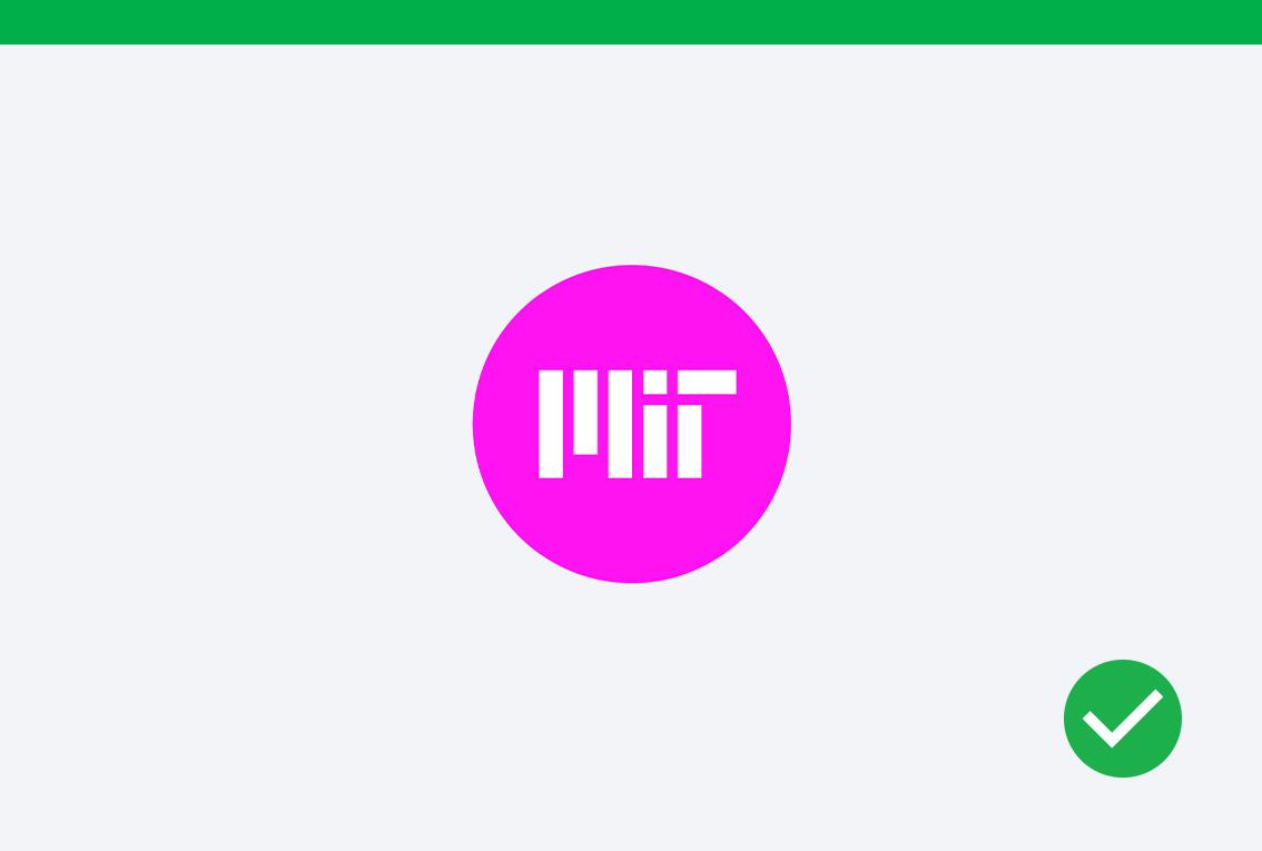 Do example showing a white MIT logo on a solid pink circle for social media.