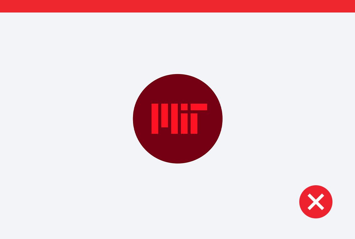 Don't example showing a bright red MIT logo on a solid MIT red circle for social media.