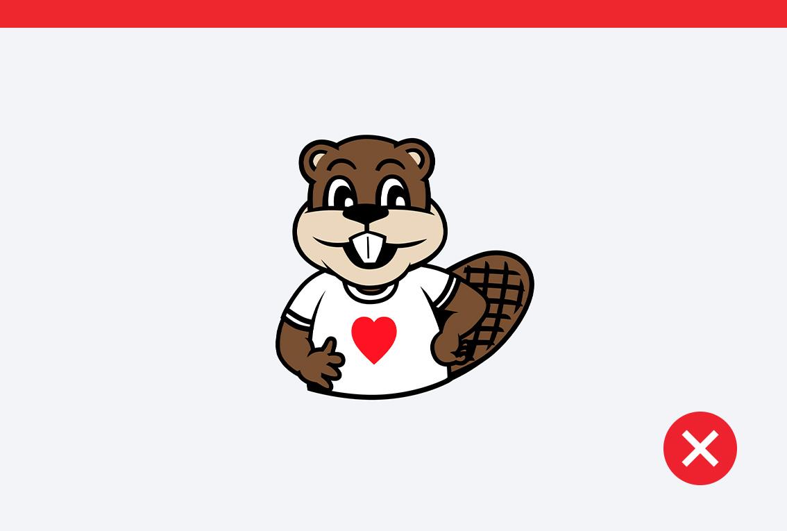 Don't example that shows Tim the Beaver with a heart on his shirt instead of the MIT logo.