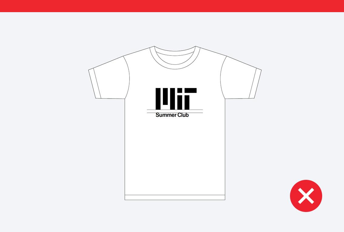 Don't example that shows a t-shirt with less than 1" of space between the MIT logo and Summer Club in text.