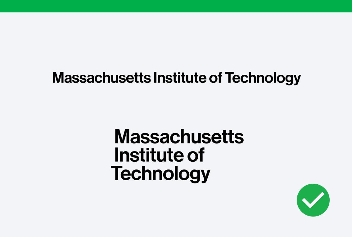 Do example showing the correct one-line and three-line configurations of Massachusetts Institute of Technology.