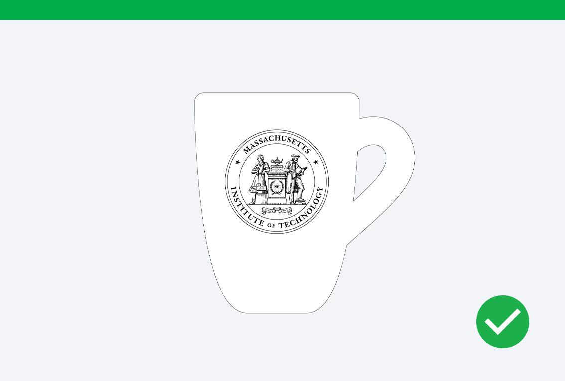 Do example showing the MIT seal in one color placed on a mug.