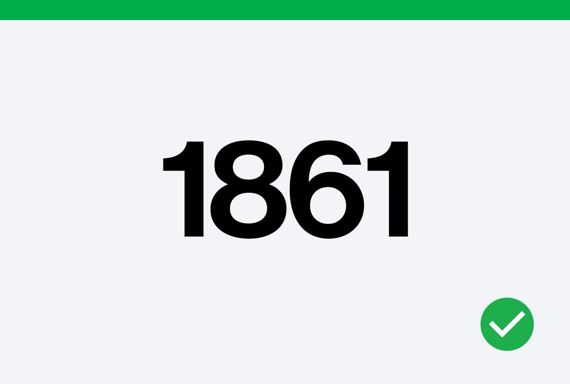 Do example that shows 1861 in straightforward type.