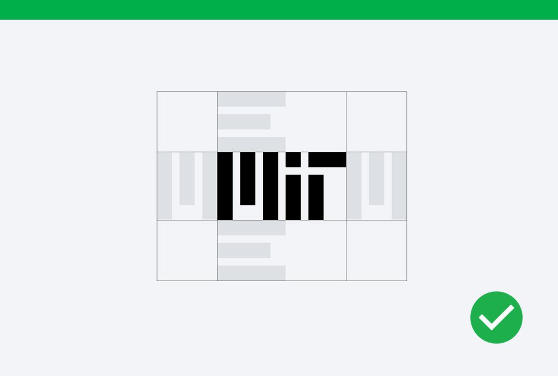 Do example showing clear space that's equal to the width of the MI in the MIT logo.