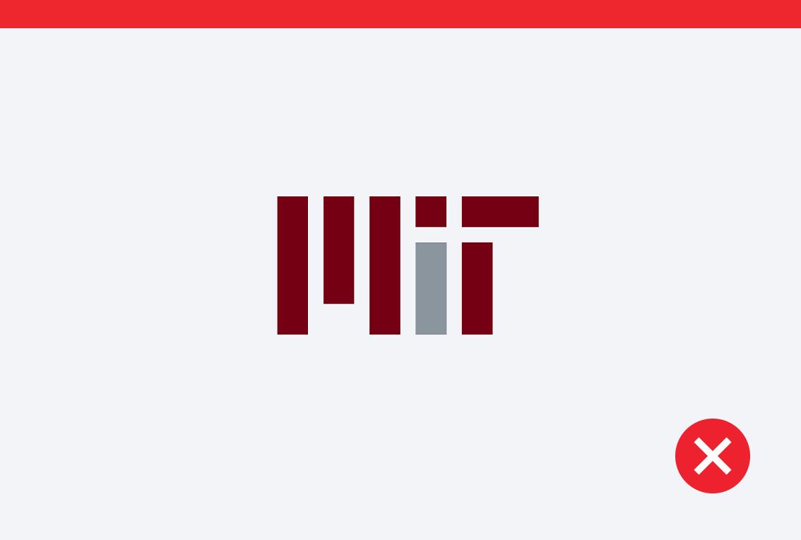 Don't example that shows the new MIT logo with color applied in MIT red and silver gray. 