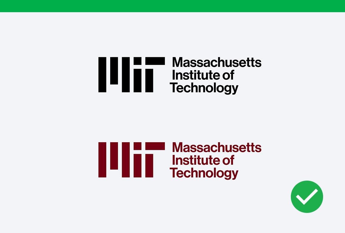 Do examples showing the three-line logo lock-up in black and in MIT red.