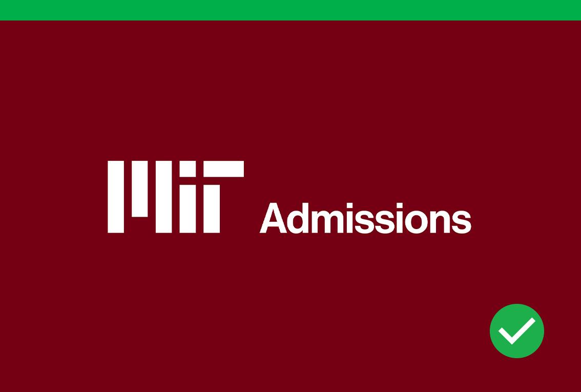 Do example showing the Admissions sub-brand logo in white on an MIT red background.