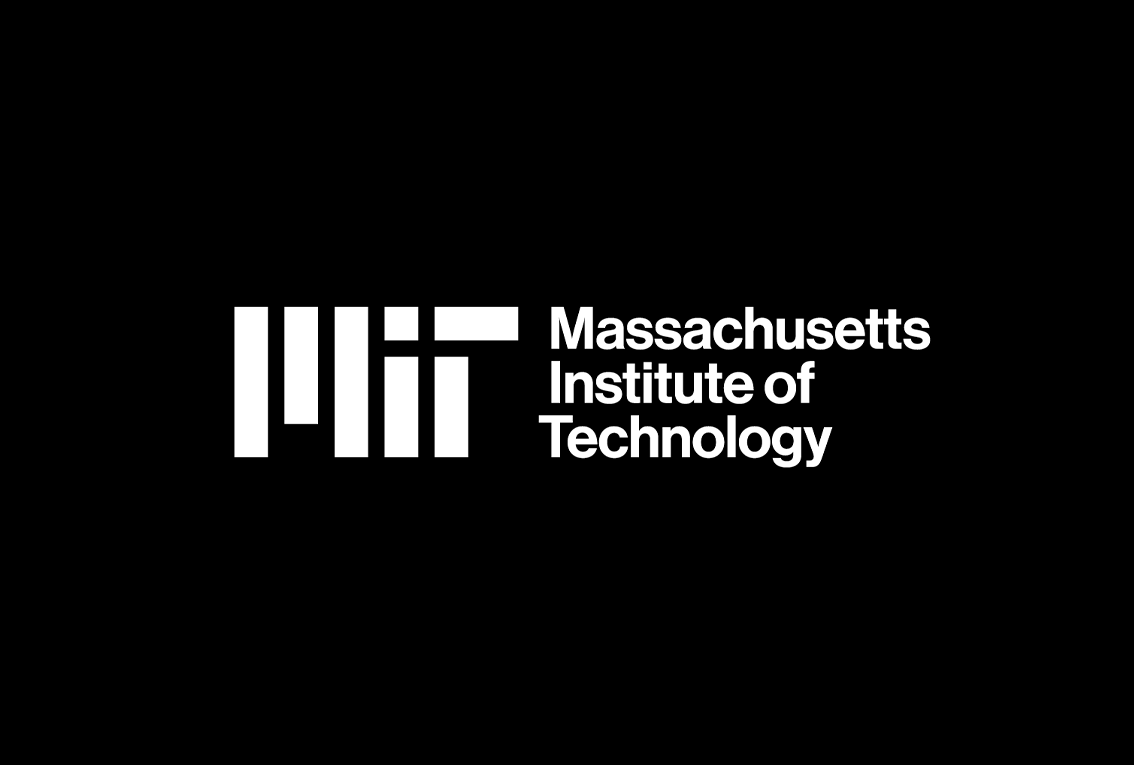 The three-line logo lock-up. The white MIT logo is next to Massachusetts Institute of Technology on a black background.