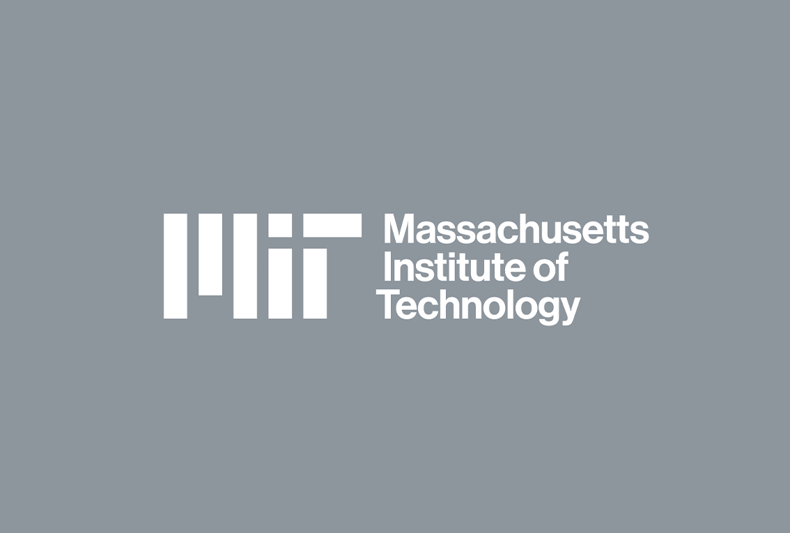 The three-line logo lock-up. The white MIT logo is next to Massachusetts Institute of Technology on a silver gray background.