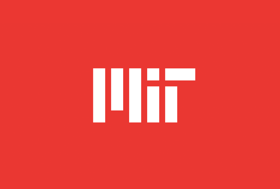 White MIT logo on a bright red background.