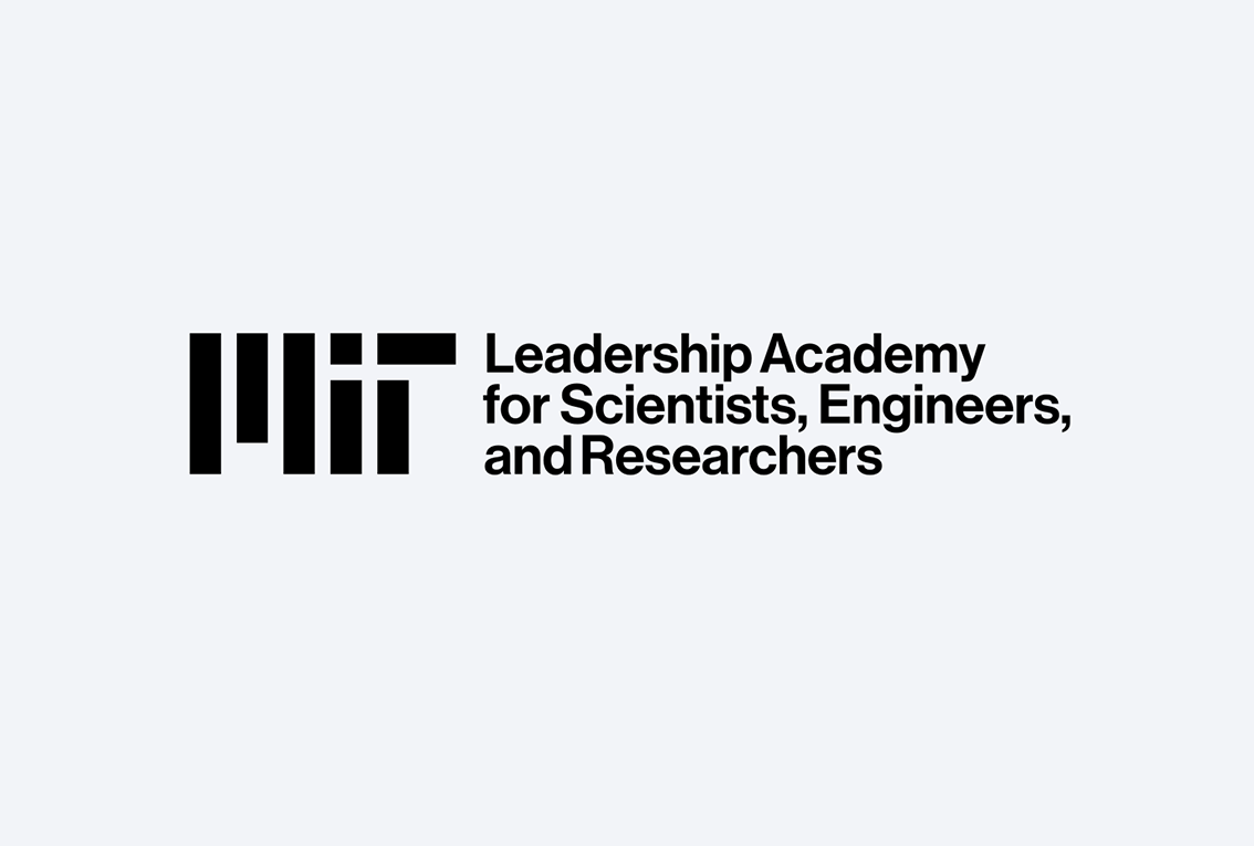 Three-line sub-brand logo that uses Leadership Academy for Scientists, Engineers, and Researchers as the example.