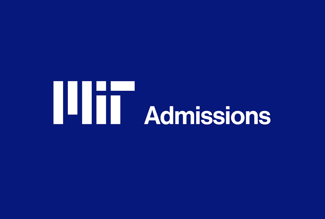 White Admissions sub-brand logo on a dark blue background.